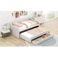 thumbnail image 4 of Bed Frame Twin Size Upholstered Daybed with Trundle and Three Drawers,Beige, 4 of 7