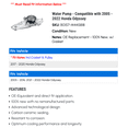 thumbnail image 2 of Water Pump - Compatible with 2005 - 2022 Honda Odyssey 2006 2007 2008 2009 2010 2011 2012 2013 2014 2015 2016 2017 2018 2019 2020 2021, 2 of 2