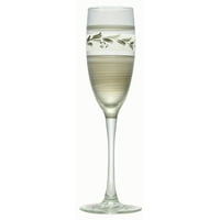 Set of 2 Pewter Vine Hand Painted Champagne Flute Stemware Glasses 5.75 Ounces by Crafted Creations