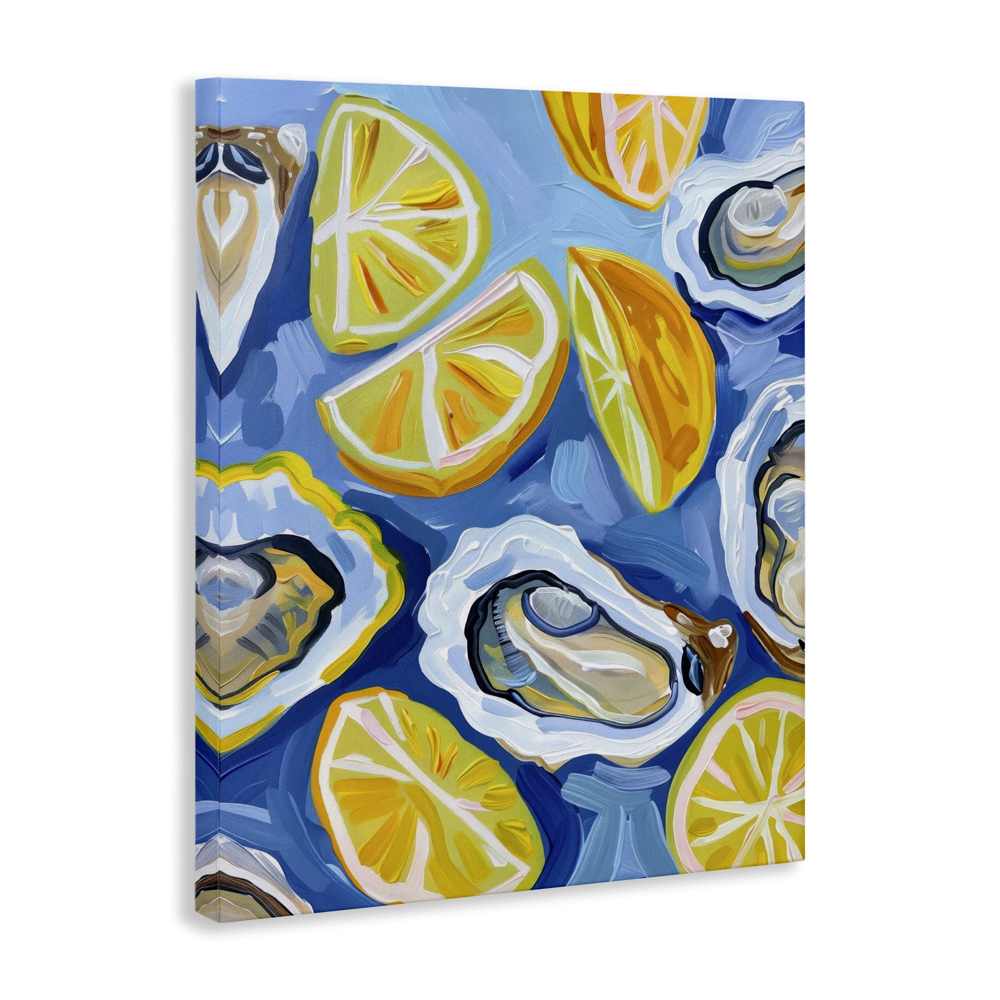 Stupell Industries Lemon & Oyster Pattern Food & Beverage Painting Wrapped Canvas Art Print Wall Art, 24 x 30