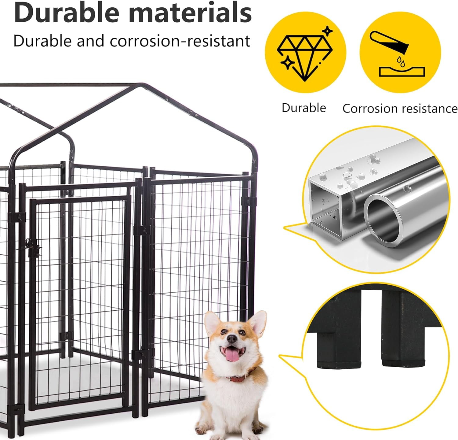 CL.HPAHKL Outdoor Dog Kennel 4×4×4.4 FT Heavy Duty Playpen Dog Crate Cage with UV-Resistant Waterproof Roof Cover, Dog Run Enclosure with Secure Lock Pet Kennel Fence