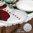 thumbnail image 3 of Christmas Snowman Round Tablecloth, Fitted Table Cover with Elastic for 45"-54" Round Tables, Plaid Xmas Tree Winter Snowflake Table Cloth Outdoor Indoor Dinning Party Waterproof Tablecloths, 3 of 7