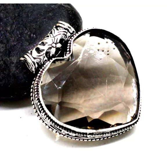Brown Quartz Gemstone Pendant 925 Sterling Silver Handmade Jewelry Size-2
