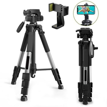 axGear Camera Tripod Stand 55 Inch with Universal Phone Holder Carry Bag Aluminium Frame