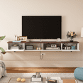thumbnail image 4 of ​​FloatiCasa 78" Floating TV Stand Wall Mounted Entertainment Center for TVs up to 78" Media Console  with Cable Management (Walnut & White)​​, 4 of 15
