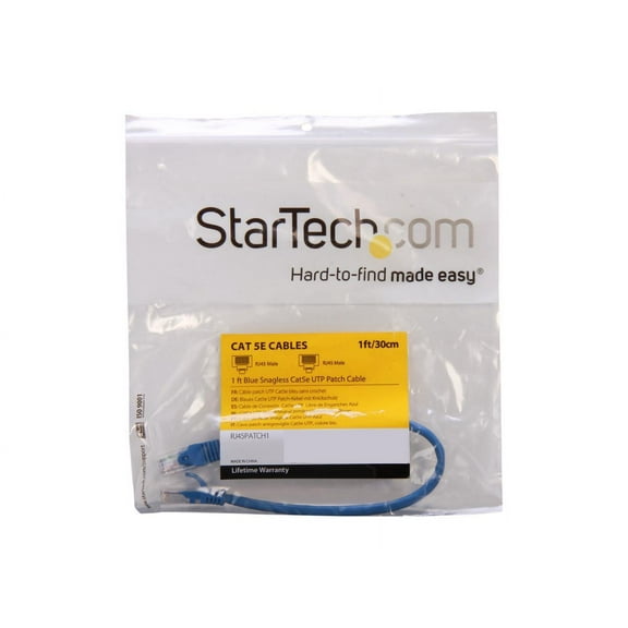 StarTech.com RJ45PATCH1 1ft Cat5e Snagless RJ45 UTP Patch Cable - Blue