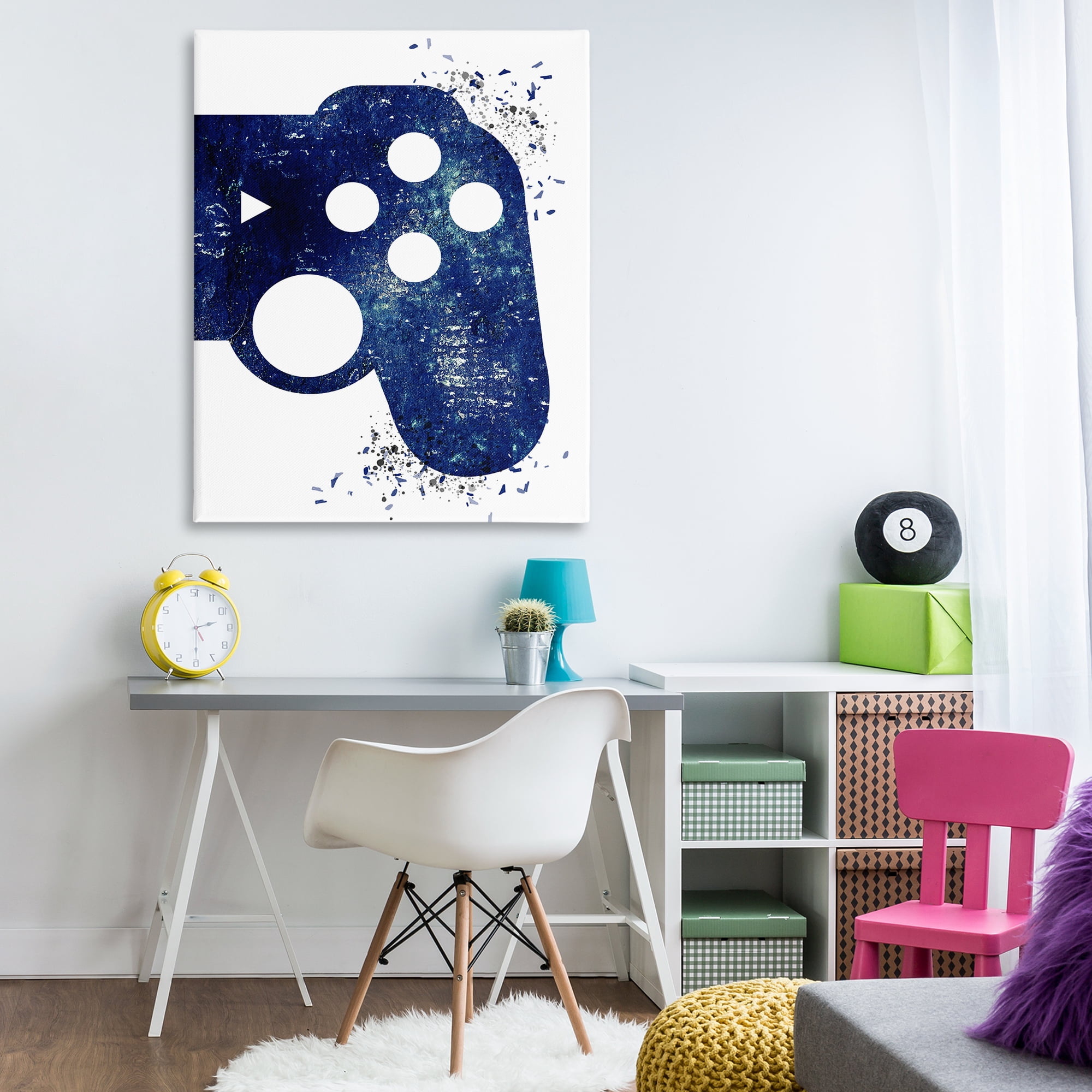 Stupell Industries Distressed Detail Gamer Entertainment Painting Wrapped Canvas Art Print Wall Art, 36 x 48