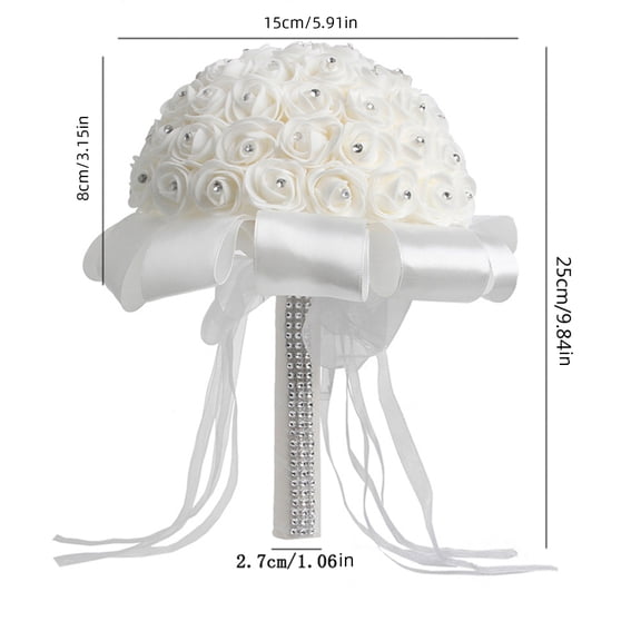 COOLHOOD Wedding Bouquets for or Bridesmaids Crystal Roses Bridal Bridesmaid Wedding Hand Bouquet Artificial Fake Flowers