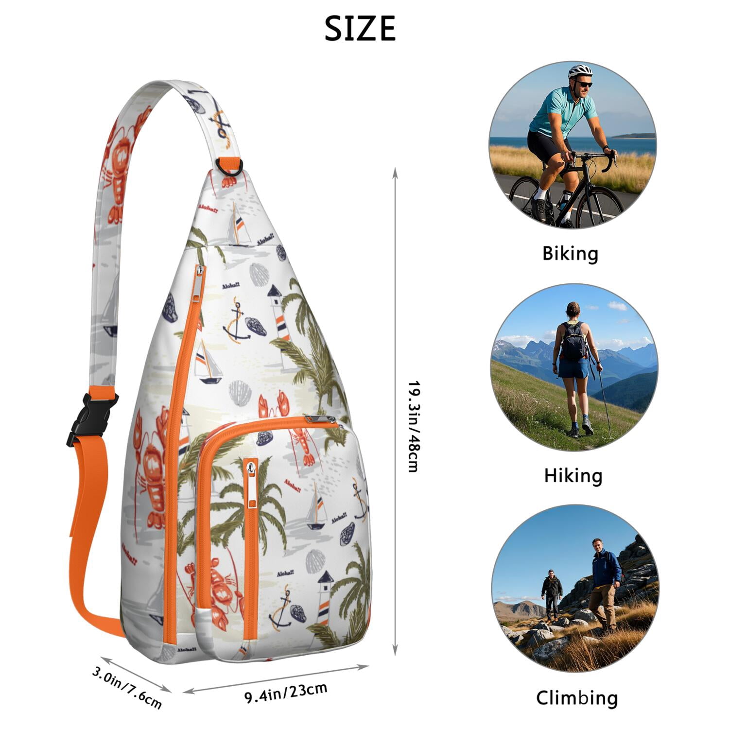 Nautical Aloha Sling Bag, Multi-Pocket Shoulder Bag with Comfortable Strap, Stylish for Beach Vacation