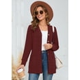 thumbnail image 6 of SHOWMALL Women's Cardigan with Pockets, V-Neck Ribbed Button Down, Burgundy XL Soft Cozy Brushed Knit Sweater, Work to Weekend, Spring/Fall/Winter Layering, 6 of 7