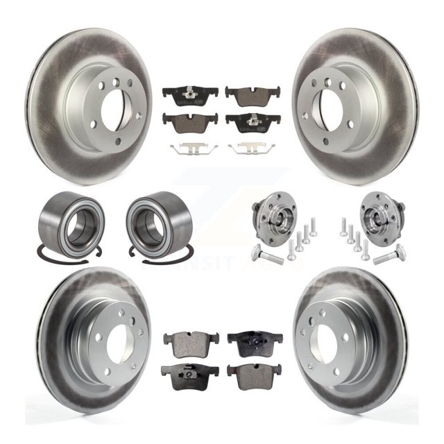 Transit Auto Roulement de Moyeu de Roue avant Arrière Kit de Rotor de Frein à Disque et Patins en Céramique (10 Pcs) pour Voiture 2017-2020 BMW 230i XLrive Sans Étriers Peints Bleus - Côté Gauche Droit KBB-133351