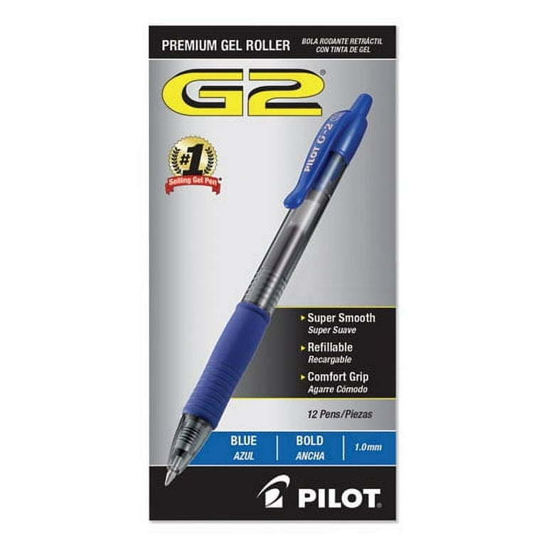 G2 Premium Gel Pen, Retractable, Bold 1 mm, Blue Ink, Smoke/Blue Barrel,  Dozen