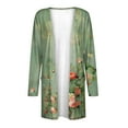 thumbnail image 3 of Cardigan for Women Floral Printed Lightweight Open Front Top Fall Casual Long Sleeve Coat with Pockets Multicolor V-Neck Winter Blouse (Multicolor L), 3 of 4