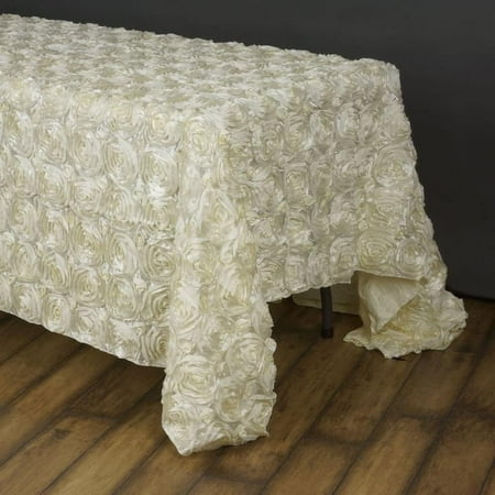 

Rosette/Rose Pattern Rectangle Tablecloth 90X156 - Ivory Tablecloth