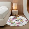 thumbnail image 3 of Round Area Rug 3ft, Spring Tulip Colorful Flower Non-Shedding Washable Area Rug, Easter Egg Rustic Wood Board Non Slip Low-Profile Circle Rugs for Living Room, Bedroom Dining Room, 3 of 9