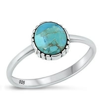CHOOSE YOUR COLOR Simulated Turquoise Oval Ring .925 Chic Sterling Silver Band Blue CZ Female Size 7