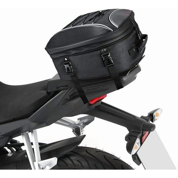 KEMIMOTO Motorcycle Rear Seat Tail Bag Expandable 22L-34L Helmet Bag w/ Rain Cover and 6 Straps