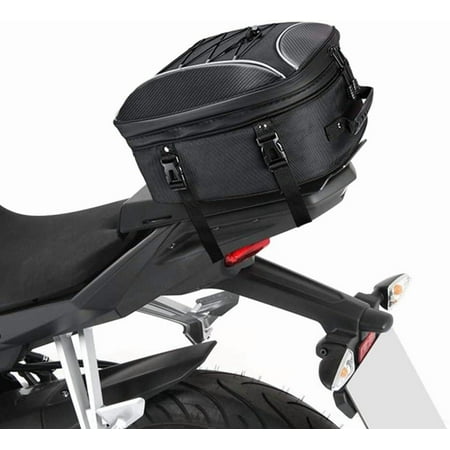 KEMIMOTO Motorcycle Rear Seat Tail Bag Expandable 22L-34L Helmet Bag w/ Rain Cover and 6 Straps
