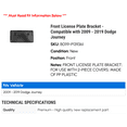 thumbnail image 2 of Front License Plate Bracket - Compatible with 2009 - 2019 Dodge Journey 2010 2011 2012 2013 2014 2015 2016 2017 2018, 2 of 2