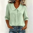 thumbnail image 6 of Kezqiaxn White Button Down Shirt Women Fashion Half Sleeve Collared Dressy Summer Tops Business Work Blouses, 6 of 9