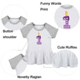thumbnail image 2 of Pack of 2, Happy First Birthday & I'm 1 Funny Dresses For Baby, Newborn Babies Skirts, Infant Princess Dress, Toddler Frocks (Gray Raglan Dresses, 12-18 Months), 2 of 5