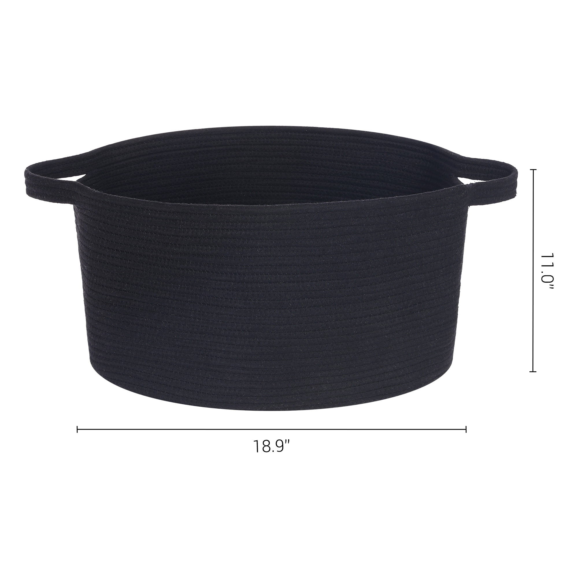 Unique Bargains Woven Storage Basket with Handle Shelf Storage Bin for Home Black