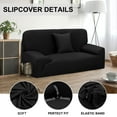 thumbnail image 4 of PiccoCasa Thick Stretch Sofa Cover 4 Seater Solid Couch Cover, Black, 4 of 7