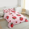 thumbnail image 3 of jejeloiu Cute Strawberry Full Size Comforter Sets,Cartoon Kawaii Loves Bedding Comforter Set,Pink Red Bedding Sets For Girl,Ultra Soft Home Decor Reversible,3pcs, 3 of 8