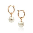 thumbnail image 4 of 18K Gold Plated Moon Drops Pearl Bead Hoop Earrings In Four Colors For Woman, 4 of 7