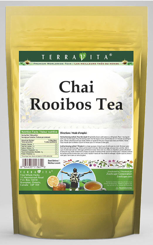 TerraVita Chai Rooibos Tea, (Chai, Rooibos Tea Bags, 50 Tea Bags, 3