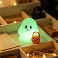 thumbnail image 6 of 3D Printed Plastic Ghost Figurine,1Pc Glow‑in‑the‑Dark Ghost Tabletop Statue, Halloween Ghost Decor, Mini Ghost Ornament with Pumpkin Bucket, Cute Ghost Desktop Decoration for Mantel, Shelf, 6 of 6
