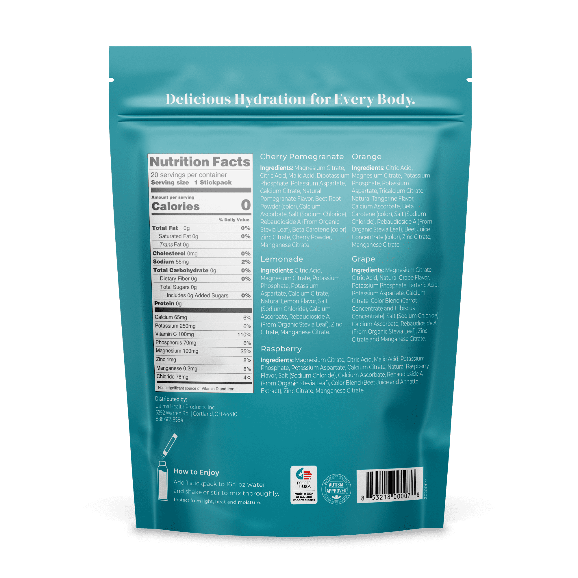 Ghost Hydration Powder, Individual Packets, 2 Flavor Sample Variety Pack -  4 of Each Flavor, Pack of 8-0.32oz