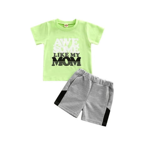 

JYYYBF Newborn Baby Boys 2pcs Clothing Suit Short Sleeve Letter Print T-shirt Tops Elastic Waist Shorts Kids Summer Outfits