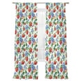 thumbnail image 2 of Strawberry Semi Sheer Curtains 96 Inch Length 2 Panels Set, Summer Botanical Blue Spring Floral Sheer Kitchen Curtain Privacy Voile Window Curtain for Living Room Bedroom Rod Pocket Drapes, 2 of 7