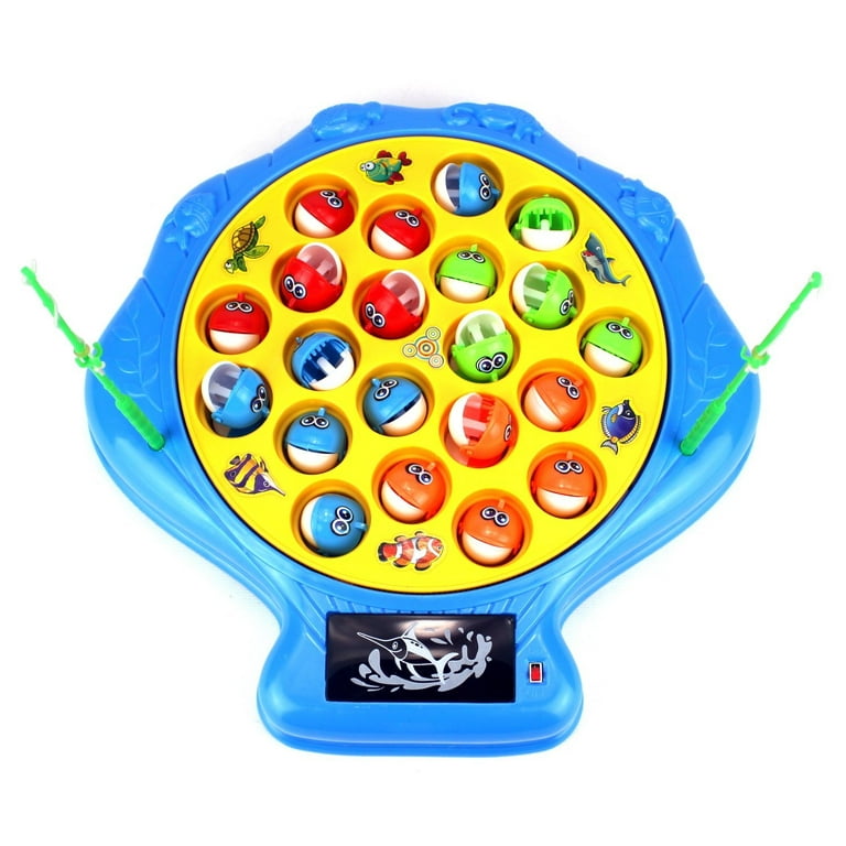 Deep Sea Shell Fishing Game for Children Battery Operated Rotating Novelty  Toy Fishing Game Play Set w/ 21 Fishes, 4 Fishing Rods, Lights, Music