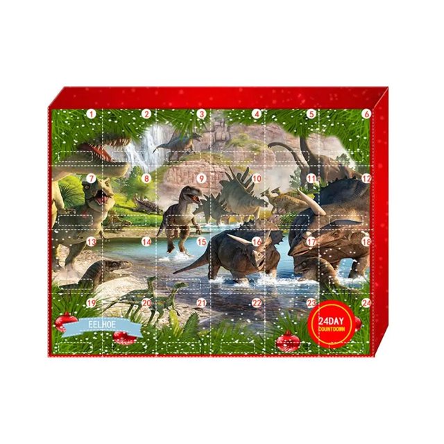 Mini dinosaurio de 24 piezas para niños, figuras de animales de simulación, calendario de adviento de Navidad, juego de dinosaurios, regalo de Navidad