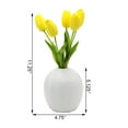 thumbnail image 2 of Flora Bunda Artificial Flowers Real Touch Yellow Tulips in 5 in H Ceramic Vase, 11.25 in H include. Matte White Vase, Potted Fake Tulips for Wedding Centerpiece Office Home Decorations (Vase Included), 2 of 3
