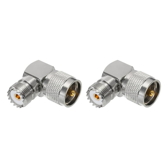 Uxcell UHF Male to UHF Female Coaxial Adapter Right Angle 50 Ohm Low Loss Broadcast, Antenna, Coaxial Cable 2pcs