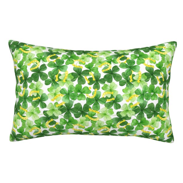 Fotbe Happy St. Patrick's Day Funda de Almohada Decorativa Estilo Occidental, Lujo en Algodón, Fundas para Almohadas King, Cojín Estampado para Decoración del Hogar-20"x30"
