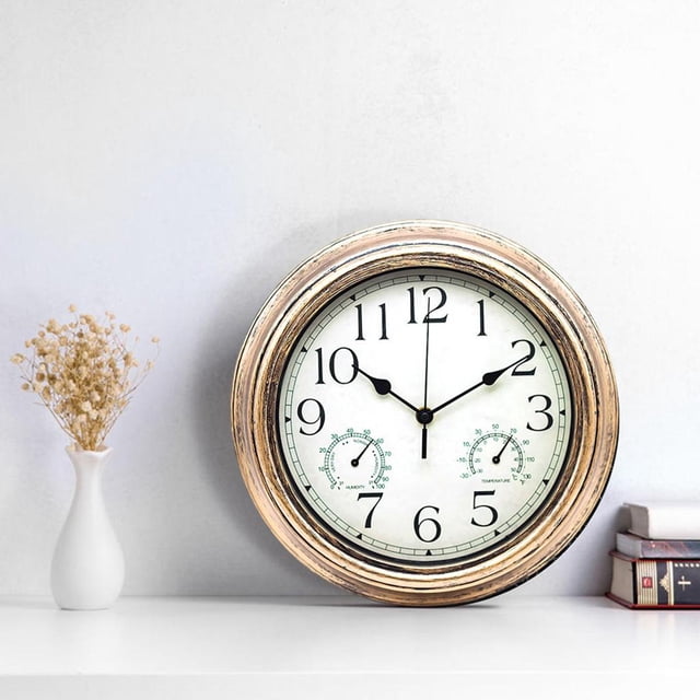 Reloj de pared interior termómetro e higrómetro combinados Colco Reloj de pared dorado