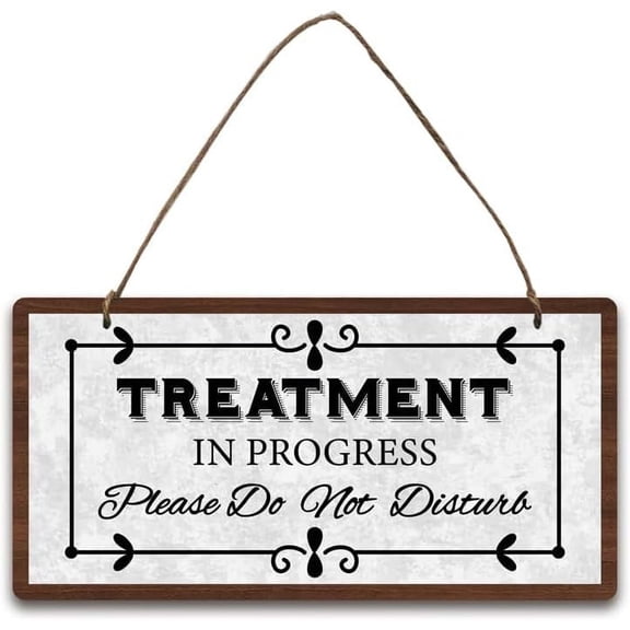 Natural Wood Please Do Not Disturb Hanging Wall Decorations with Jute Twine Rectangle with Word Treatment in Progress Word 300x150x5mm
