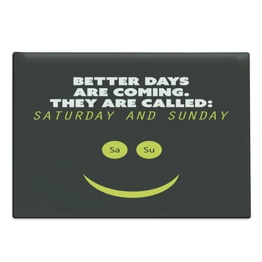 Funny Cutting Board, Humorous Words About Weekend Saturday and Sunday Fun Smile Face, Decorative Tempered Glass Cutting and Serving Board, in 3 Sizes, by Ambesonne