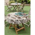 thumbnail image 5 of Outdoor Tablecloth with Umbrella Hole Zipper Teal Floral Round Tablecloth 54" Waterproof Outside Table Cloth Vintage Flowers Butterfly Retro Art Patio Table Cover Tablecloths for Picnic Party, 5 of 8