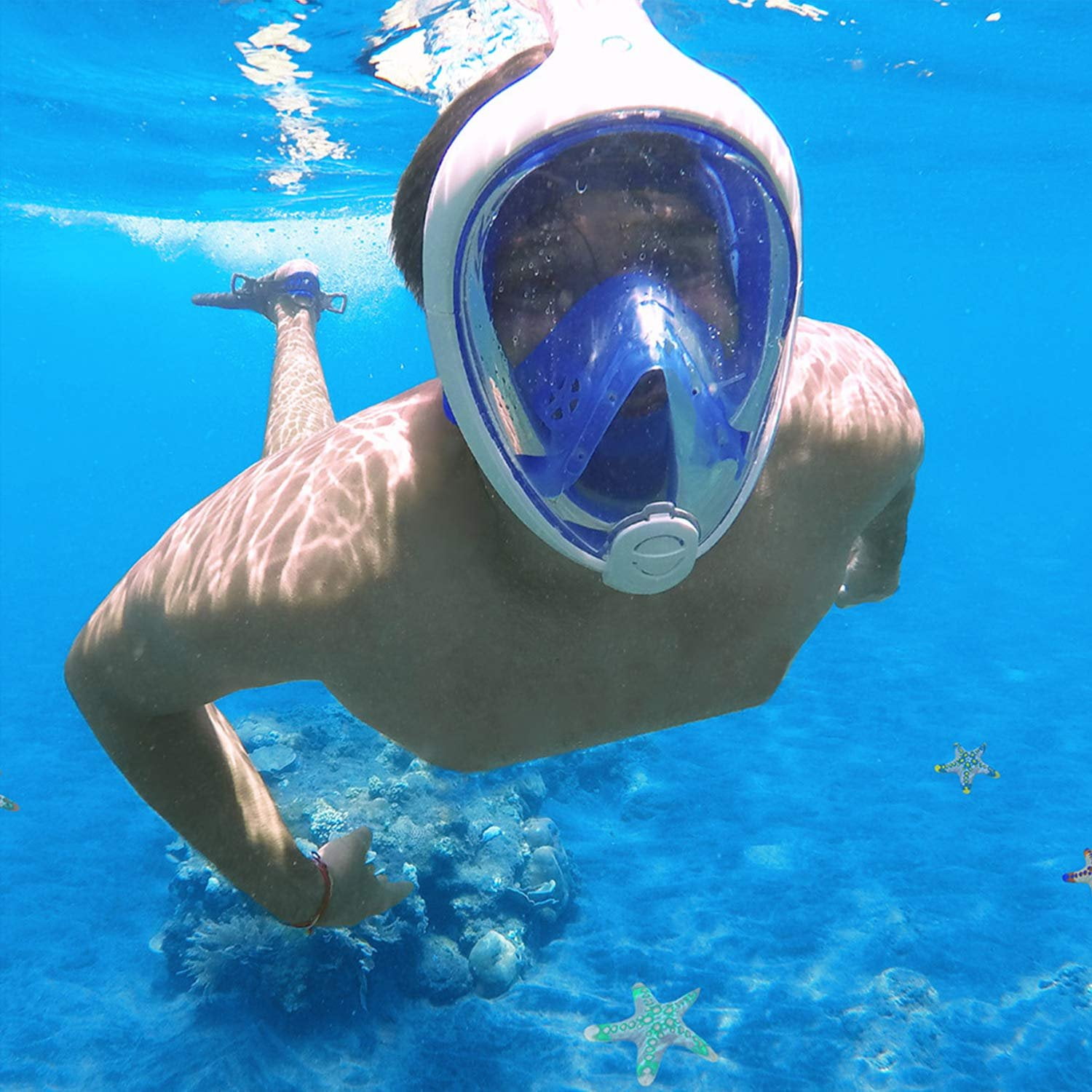 Snorkel Suba Full Face Diving Mask Swimming Underwater Anti-Fog Gear For GoPro 