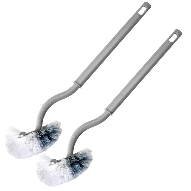 Bathroom Toilet Bowl Brush , Curved Design Toilet Brush for Deep Cleaning Under Rim, Easy Handy Compact Toilet Bowl Cleaner Brush for Bathroom, 2 Pack-Grey