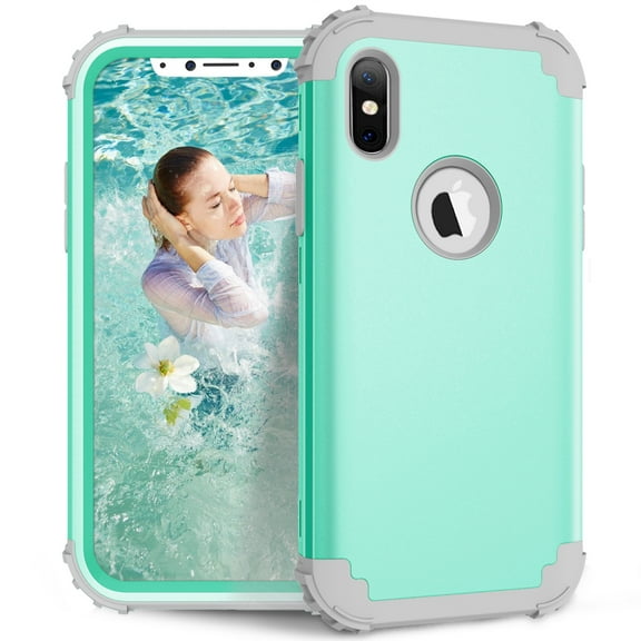 Dteck iPhone Xs Max Case, Dteck Heavy Dual Layer Rugged Shockproof Case Hard PC Protective Back Cover For Apple iPhone Xs Max 6.5 inch, Mint Green