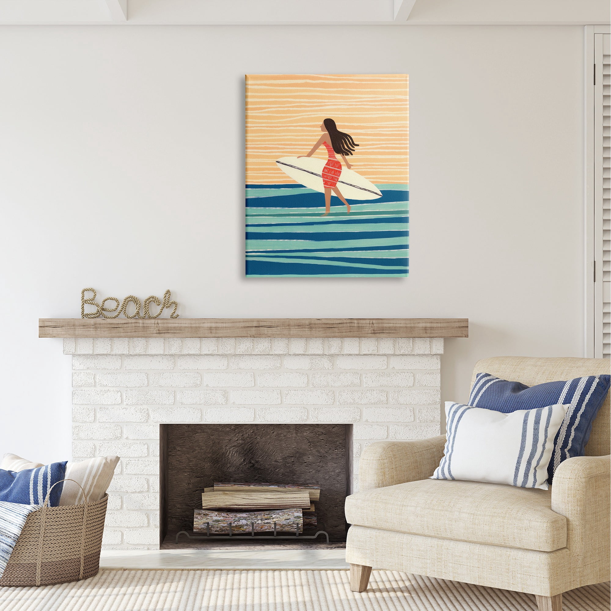 Stupell Industries Abstract Surfer Girl Abstract Painting Gallery Wrapped Canvas Art Print Wall Art, 30 x 40