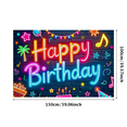 thumbnail image 6 of Neon Style Happy Birthday Banner with Party Elements Background for Birthday Party Decoration Photography Props Party Supplies Backdrop Decors, 6 of 7