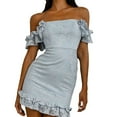 thumbnail image 7 of Women's Floral Lace Slim Dress Sweet Summer Evening Wear Elegant Off Shoulder Ruffle Dress Streetwear-a-S, 7 of 7