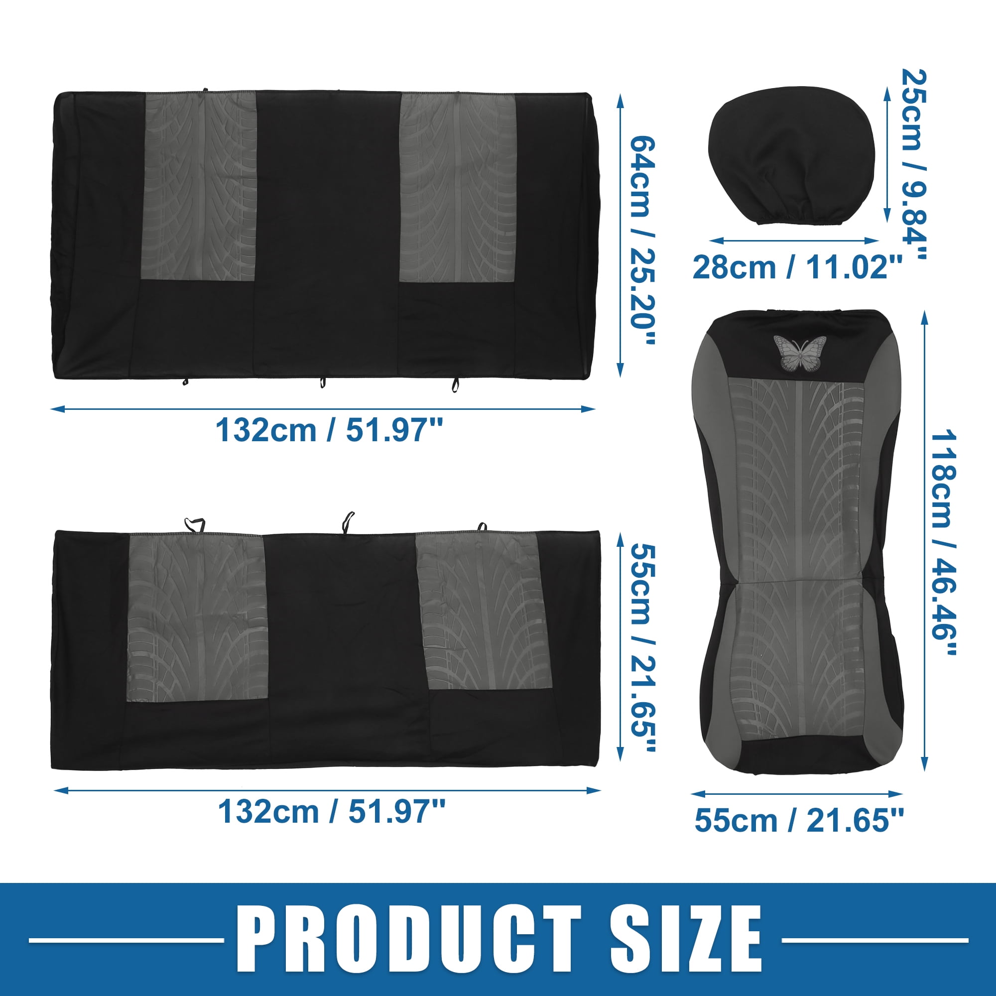 Unique Bargains 9Pcs Universal Washable Breathable Car Seat Covers Kit Gray